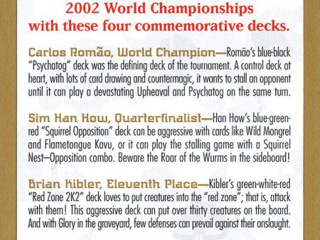 2002 World Championships Ad [World Championship Decks 2002] For Discount