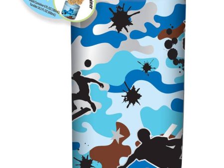 2 in 1 Snack Water Bottle - Camo Online now